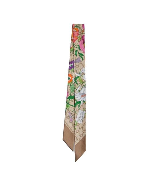 Gucci Natural Schal Mit Gg-Muster