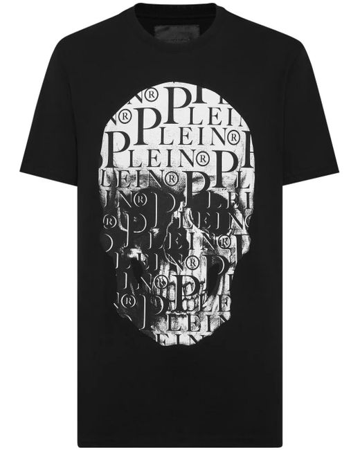 Philipp Plein Black Print Skull T-Shirt for men