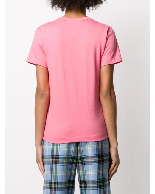 COMME DES GARÇONS PLAY Pink Heart-Print Crew Neck T-Shirt
