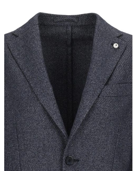L.b.m. 1911 Blue Blazer Boutonné À Revers Crantés for men