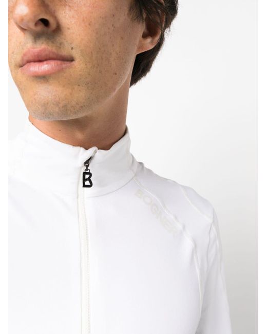 Bogner White Harry Zip-up Long-sleeve T-shirt for men