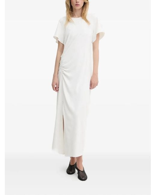 Samsøe & Samsøe White Midikleid mit Raffungen