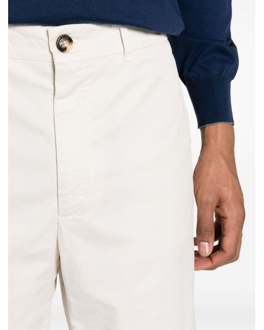 Brunello Cucinelli White Neutral Cotton-blend Bermuda Shorts for men