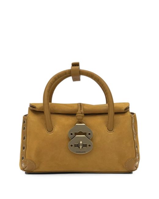 Zanellato Metallic Baby Dotta Stud-Embellished Suede Tote Bag