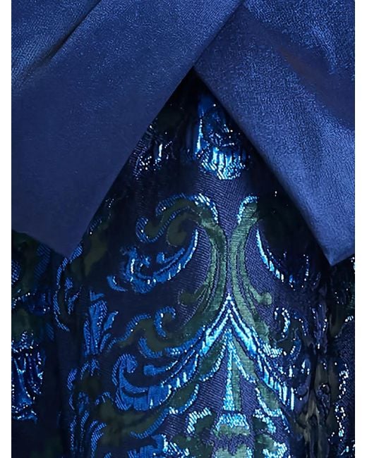 Tadashi Shoji Blue Renwick Portrait Draped Midi Dress