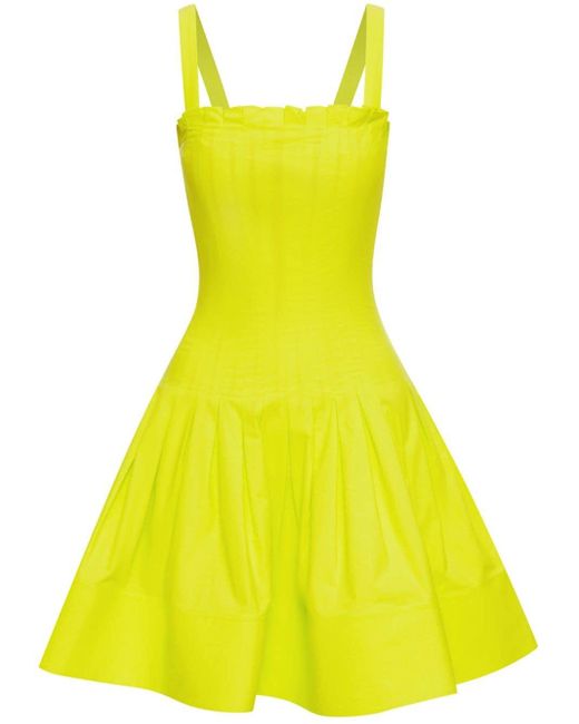 Robe courte plissée à design sans manches Oscar de la Renta en coloris Yellow