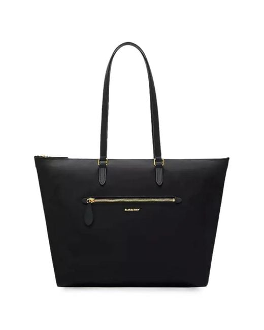 Burberry Black Sac Cabas Zippé À Logo Imprimé for men