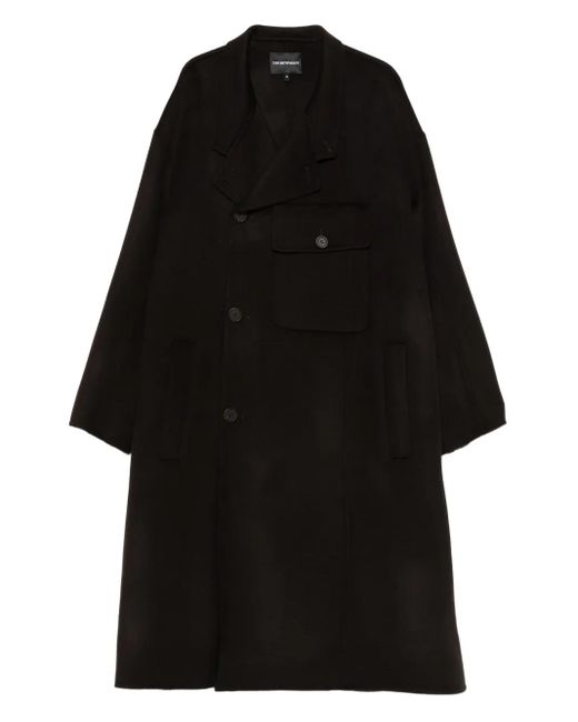Emporio Armani Black Patch-Pocket Button Coat for men
