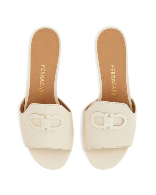 Ferragamo Natural Gancini Ornament Slides