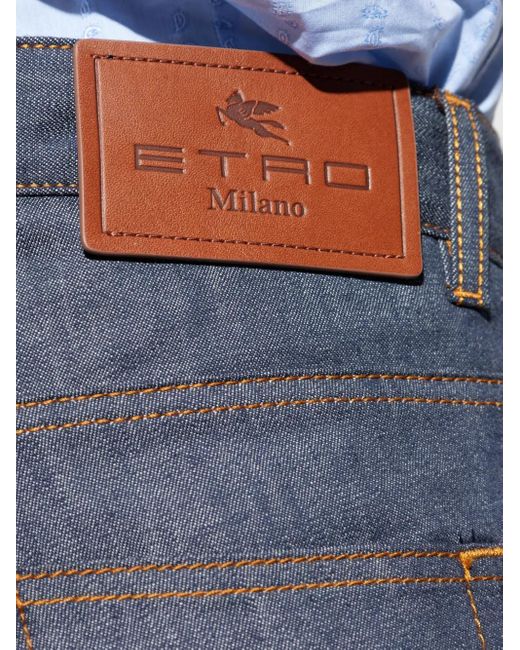 Etro Blue Contrast-Stitched Jeans for men