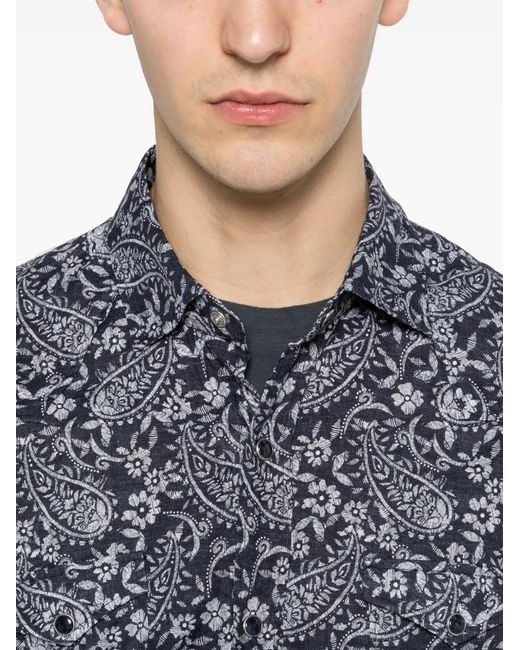 Barba Napoli Blue Paisley Shirt for men
