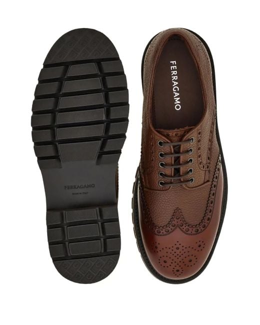 Derby Stile Brogues di Ferragamo in Brown da Uomo