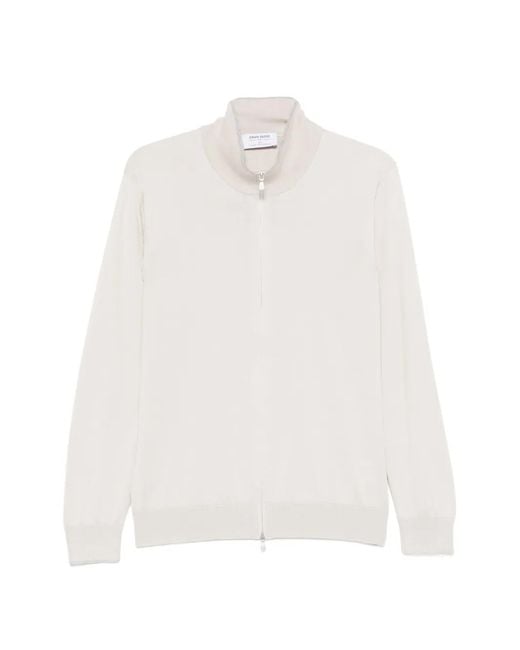 Gran Sasso White Zip Cardigan for men