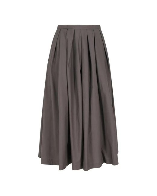 Roberto Collina Gray Pleated Midi Skirt