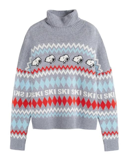 Chinti & Parker Red Snoopy Ski Roll Neck Sweater
