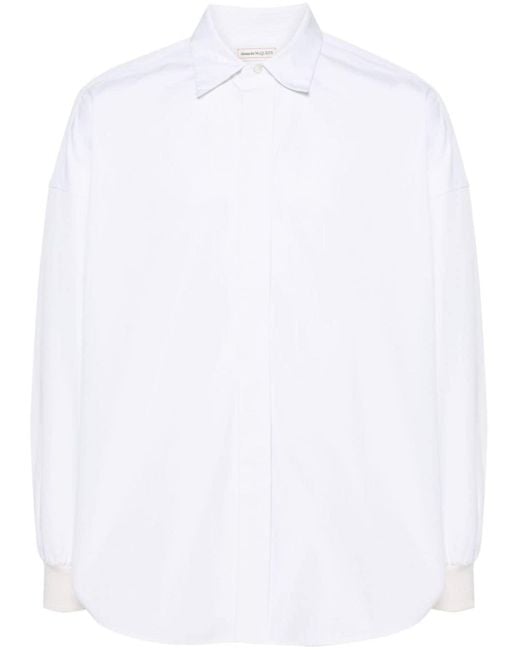 Alexander McQueen White Drop-shoulder Poplin Shirt for men