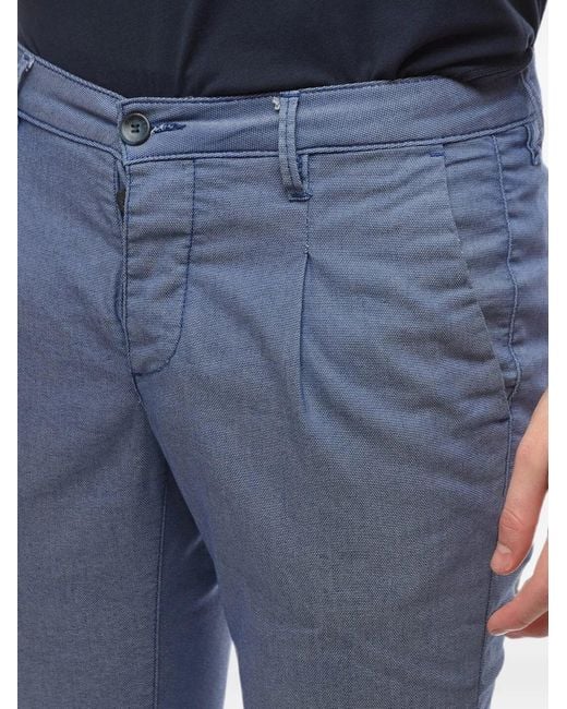 Cruna Blue Belt-Loop Trousers for men
