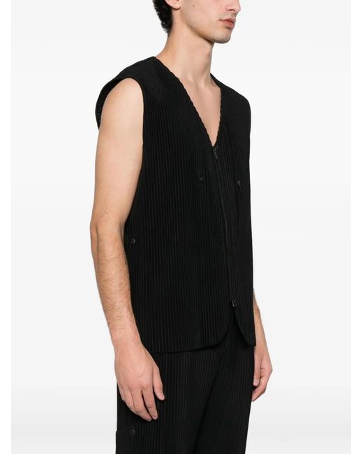 Homme Plissé Issey Miyake Quarry Zipped Gilet in Black for Men | Lyst