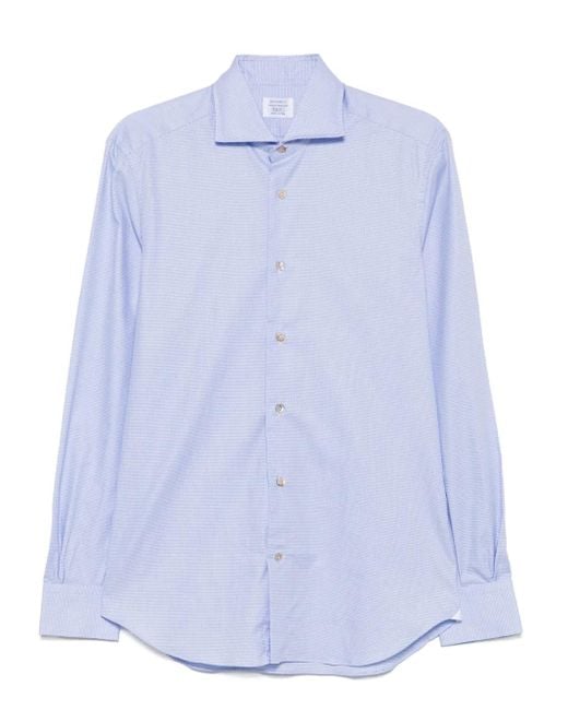メンズ Mazzarelli ハウンドトゥース シャツ Blue