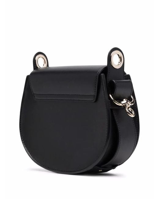 Chloé Black Small Tess Bag In Shiny & Suede Leather