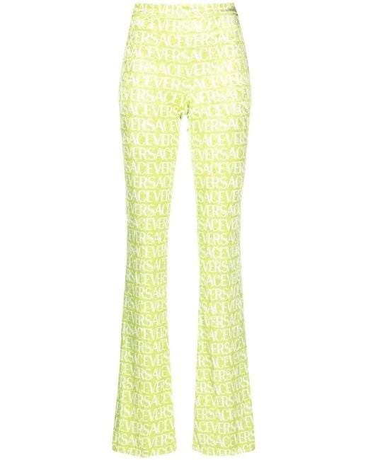 Versace Yellow Logo-print Flared Trousers