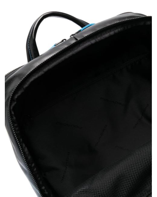 Piquadro Black Logo-plaque Leather Backpack for men