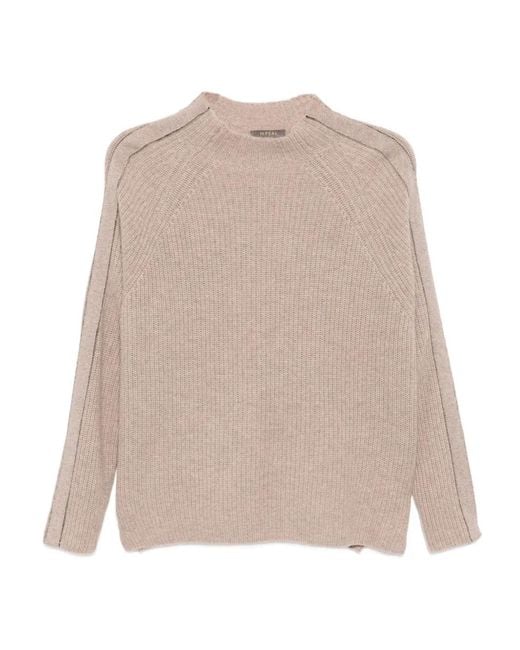 N.Peal Cashmere Natural Funnel Neck Jumper