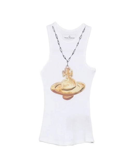 Vivienne Westwood White Orb-Print Ribbed Vest