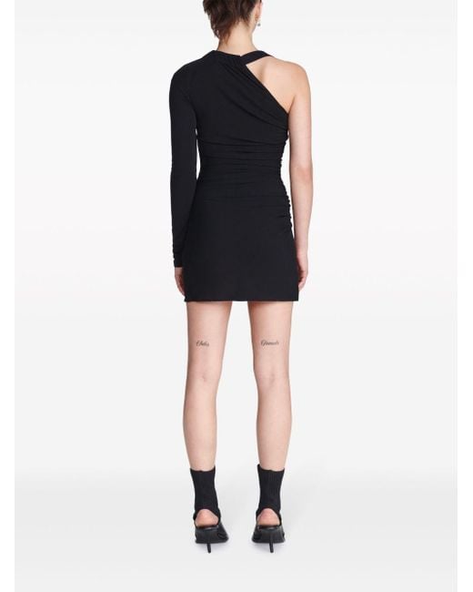 Dion Lee Black Asymmetric Single-sleeve Gathered Minidress