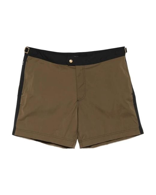Tom Ford Brown Colourblock Swim Shorts for men