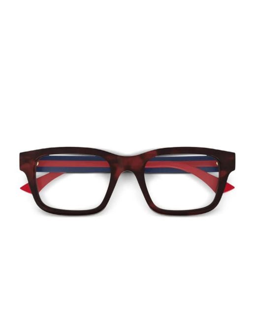 Gucci Brown Rectangle-Frame Glasses