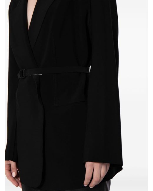 Norma Kamali Black Belted Double-breasted Blazer