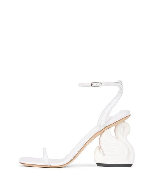 A.W.A.K.E. MODE White Beta Swan-Heel Sandals