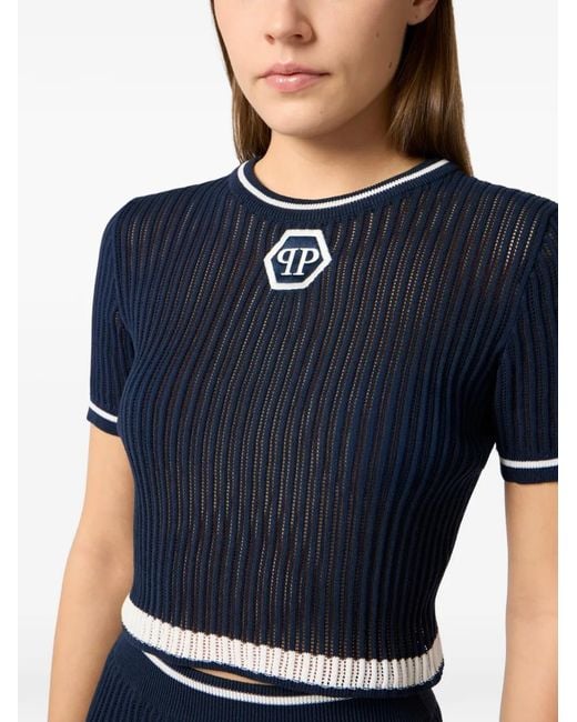 Philipp Plein Blue Logo-Detail T-Shirt