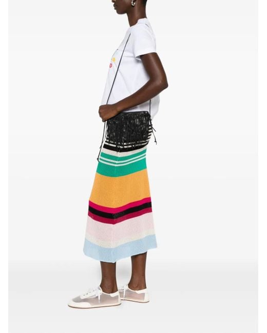 SOMMET Black Fringes Leather Bag