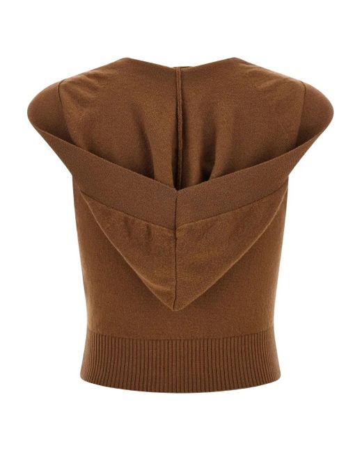 Stella McCartney Brown Hooded Knit Top