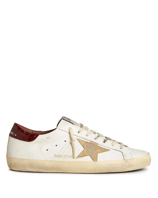 Golden Goose Deluxe Brand White Super-Star Sneakers With Suede Star And Croc-Print Leather Heel Tab for men