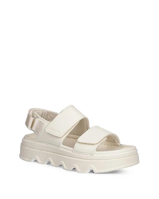 Sorel White Touch-Strap Platform Sandals