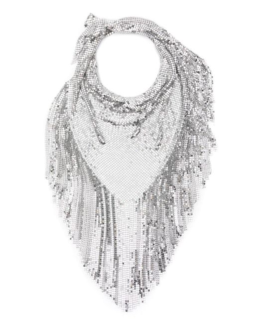 Rabanne White Chainmail Fringed Scarf