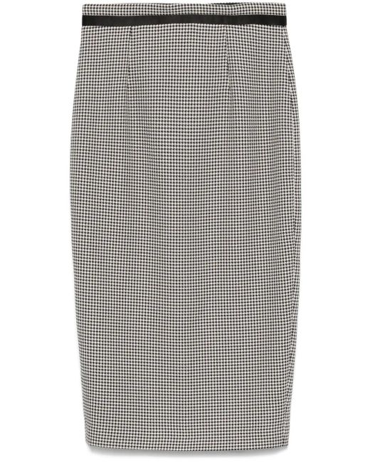 Styland Gray Houndstooth Midi Skirt