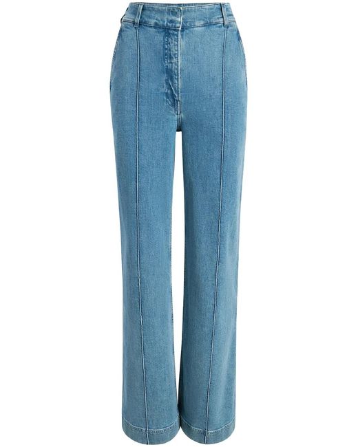 Another Tomorrow Blue High-Waisted Straight-Leg Jeans