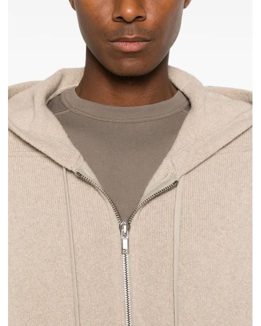 Rick Owens Natural Zip-Up Hoodie for men