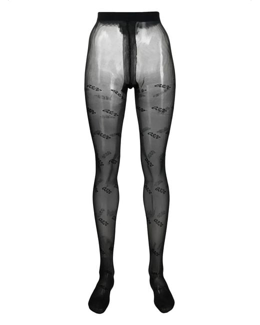 032c Gray Logo-Jacquard Stockings