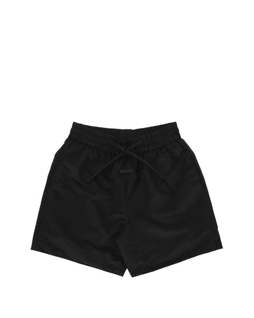 Fear Of God Black Logo-Patch Drawstring Track Shorts for men