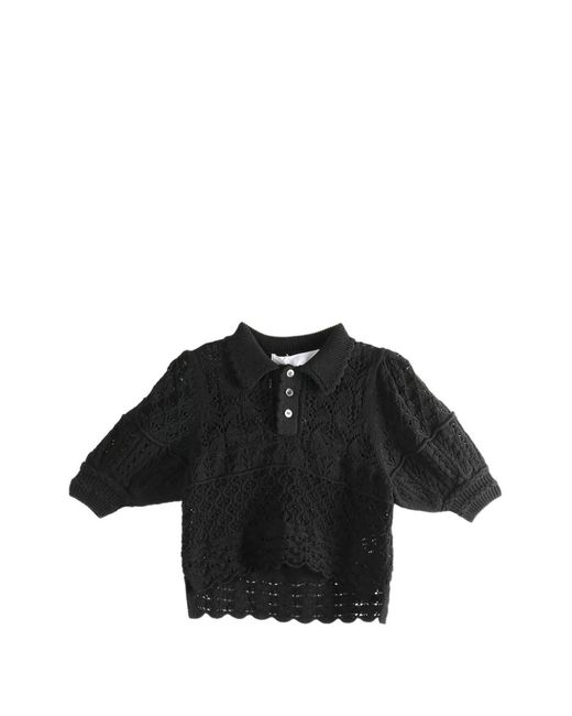 Comme des Garçons Black Crochet Polo Top