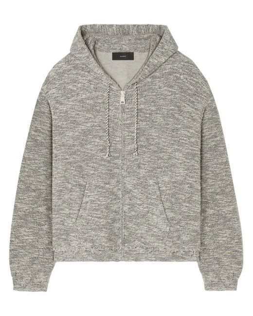 Alanui Gray B&W Mouline Zipped Hoodie