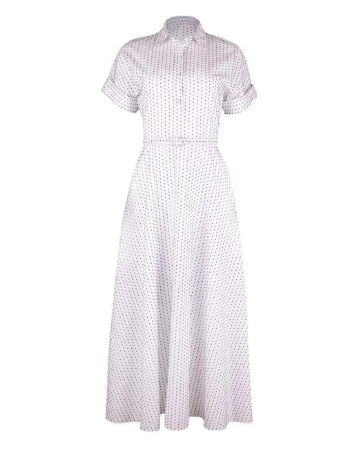 Adam Lippes White Sadie Belted Patterned Midi Dress