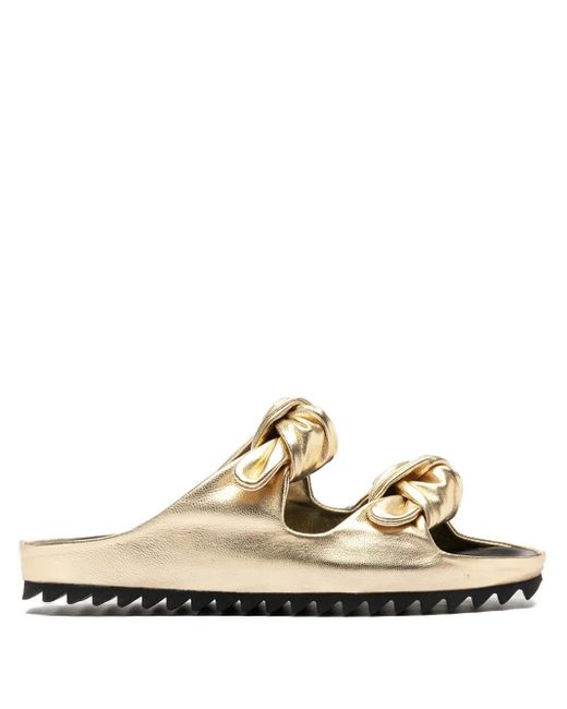 Officine Creative White Pelagie 010 Knotted Leather Sandals