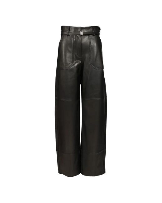 Sportmax Black Belted Leather Trousers