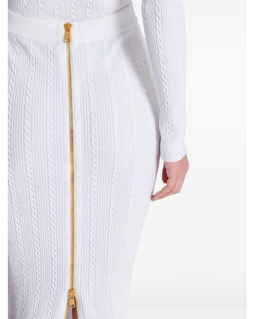 Balmain Kabelgebreide Rok in het White
